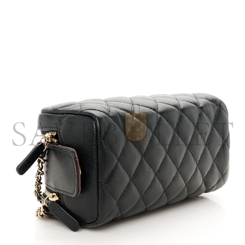 Ch**el caviar quilted toiletry case with chain black (18*10*10cm)
